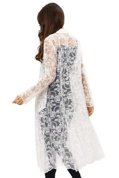 Long White Lace Duster